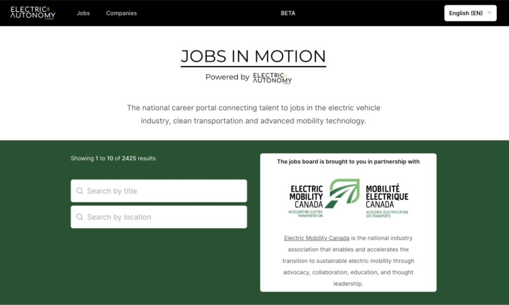 Electric Autonomy, Electric Mobility Canada launch EV jobs board
